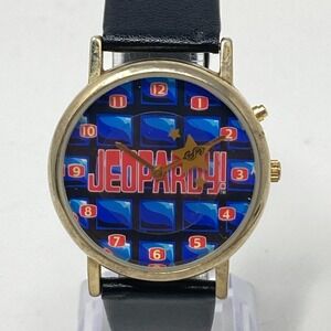 Vintage Jeopardy Watch Men Women 34mm Gold Tone NO MUSIC TV New Battery 1989